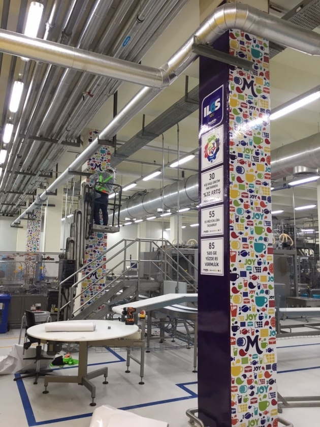 Gebze'de bulunan Mondelez Kent Gıda üretim fabrikası dijital baskılı folyo duvar kaplama uygulaması yapıldı. - (14/03/2014)
