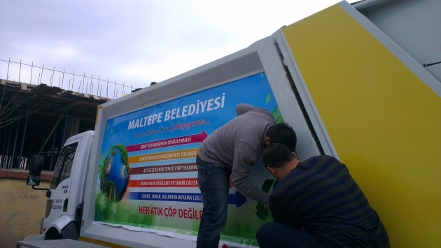 Maltepe Belediyesi Çöp Kamyonları Dijital Baskı ve Uygulamaları - (14/03/2014)